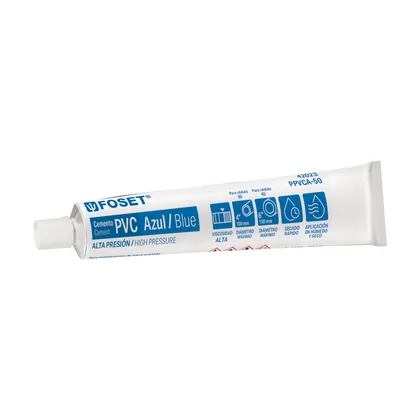 Cemento p/PVC, azul, alta presión, tubo 50ml, FOSET