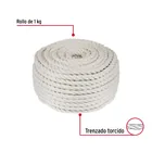 Piola de algodón de 8 mm, rollo, natural, 1 kg, FIERO 3