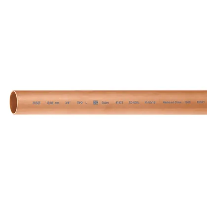 Tubo rígido de cobre 3/4' tipo 'L', 3m, 1.9kg, FOSET
