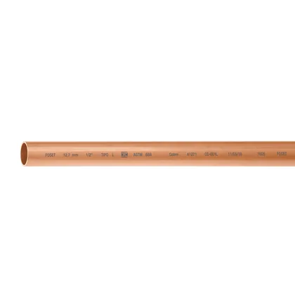 Tubo rígido de cobre 1/2' tipo 'L', 3m, 1.2kg, FOSET