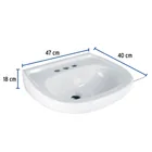 Lavabo de porcelana con rebosadero, blanco, FOSET 2