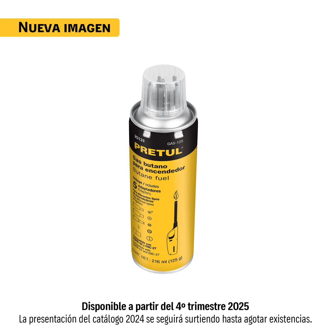 Lata de gas butano para encendedor, 125 g, PRETUL