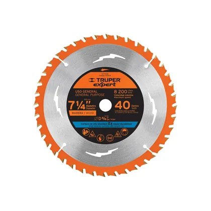 Disco sierra 7-1/4' p/madera, 40 dientes centro 5/8', EXPERT