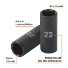 Dado largo impacto de 22 mm, 6 puntas, cuadro 1/2', TRUPER 2