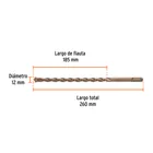 Broca SDS Plus 12 x 260 mm, TRUPER 3