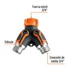 Conector 'Y' 3/4' metálico con recubrimiento para manguera 2
