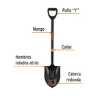 Pala redonda T-2000, puño 'Y' mango fibra de vidrio, TRUPER 2