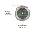 Disco sierra 7-1/4' multimaterial, 60 dientes centro 5/8' 2
