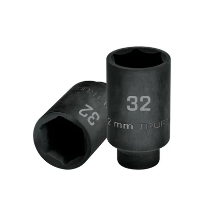 Dado largo impacto de 32 mm, 6 puntas, cuadro 1/2', TRUPER