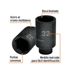 Dado largo impacto de 32 mm, 6 puntas, cuadro 1/2', TRUPER 2