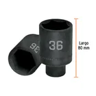 Dado largo impacto de 36 mm, 6 puntas, cuadro 1/2', TRUPER 3