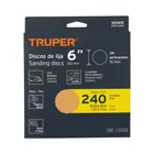 Paquete con 5 discos de lija 6' grano 240, ciegos, TRUPER 4