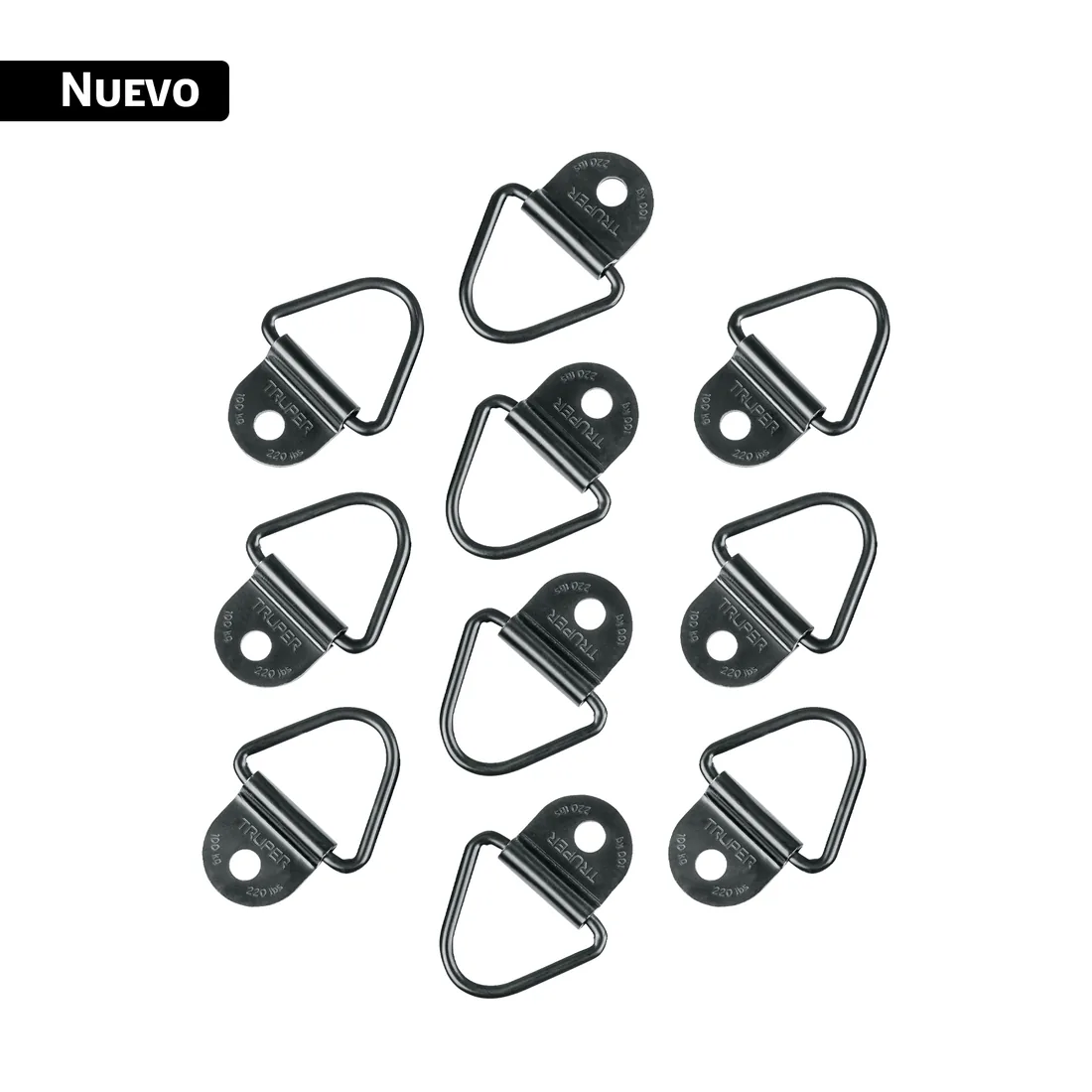 10 anclajes para amarre de carga, anillo en 'V' espesor 1/4'