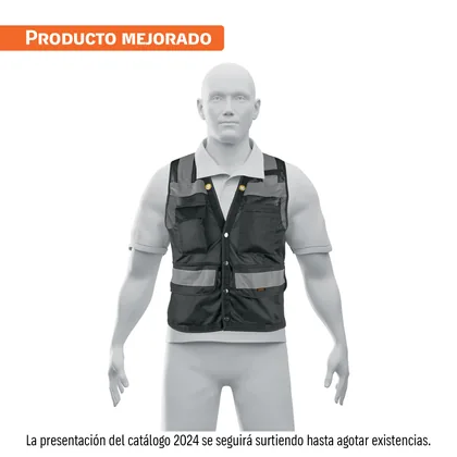 Chaleco seguridad reforzado negro con bolsas, EG, EXPERT