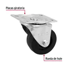 Rodaja hule 3', placa giratoria c/buje, carga 60kg, FIERO 2
