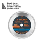 Disco sierra 10' para madera, 80 dientes centro 5/8', TRUPER 2