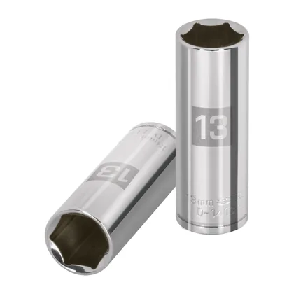 Dado largo de 13 mm, 6 puntas, cuadro 1/4', TRUPER