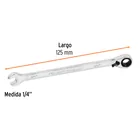 Llave combinada matraca reversible 1/4'x125mm largo, EXPERT 3
