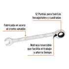 Llave combinada matraca reversible 7/16'x163 mm largo,EXPERT 2