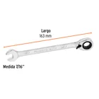 Llave combinada matraca reversible 7/16'x163 mm largo,EXPERT 3
