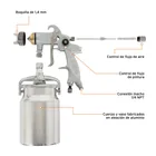 Pistola p/pintar succión HVLP vaso aluminio, 1.4 mm, EXPERT 2