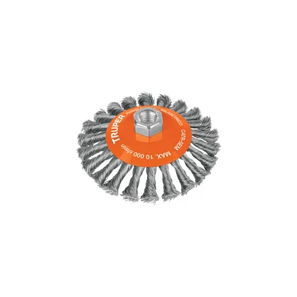 Carda tipo cónico 5' alambre trenzado, multi-rosca, TRUPER