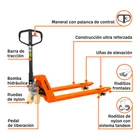 Patín traspaleta 3 ton con ruedas de nylon, TRUPER 6