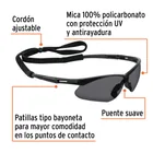 Lentes seguridad grises antiempaño c/cordón ajustable, Sport 2