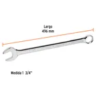 Llave combinada extralarga 1-3/4' x 496 mm de largo, EXPERT 3