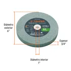 Rueda abrasiva p/esmeril 6'x19mm, carburo silicio, grano 60 2