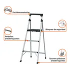 Escalerilla tubular plegable, 3 peldaños, aluminio, TRUPER 4