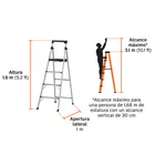 Escalerilla tubular plegable, 4 peldaños, aluminio, TRUPER 4