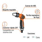 Pistola para riego 2 funciones plástica, boquilla regulable 2