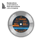 Disco sierra 10' para madera, 60 dientes centro 5/8', TRUPER 2