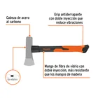 Hacha para rajar madera 3 lb, mango fibra de vidrio 16' 2