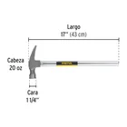 Martillo uña recta 20 oz, mango tubular, PRETUL 3