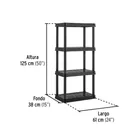 Estante plástico 4 repisas capacidad 45kg, 61x38x125, PRETUL 3
