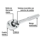 Matraca cuadro 1/2' cabeza de pera liberación rápida, PRETUL 2