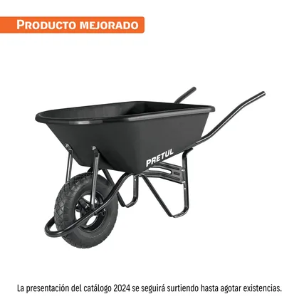 Carretilla concha plástica 5 ft3 Neumática b/tubular, PRETUL