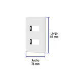 Placa 2 módulos de ABS, blanca, VOLTECK BASIC 3