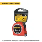 Flexómetro rojo 6 m cinta 25 mm, en tarjeta, PRETUL 1