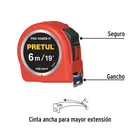 Flexómetro rojo 6 m cinta 25 mm, en tarjeta, PRETUL 2