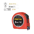 Flexómetro rojo 6 m cinta 25 mm, en tarjeta, PRETUL 3