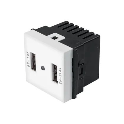 Toma con 2 puertos USB de 1.5 módulos, línea Toledo, BASIC