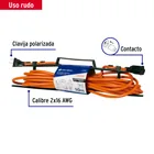 Extensión eléctrica uso rudo 10 m 2x16 AWG para 1 clavija 3