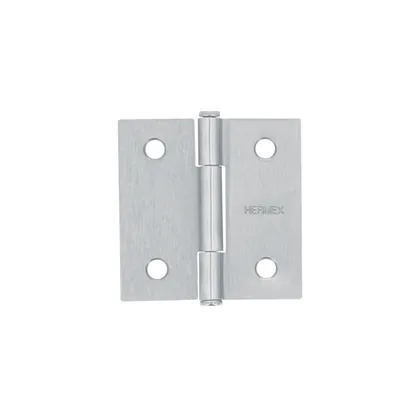 Bisagra cuadrada 2', acero satinado, cabeza plana, HERMEX