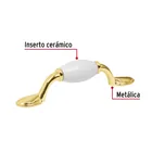Jaladera metálica de 76 mm latón brillante, inserto cerámico 3