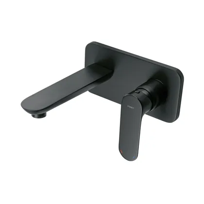 Monomando a pared para lavabo, negro, FOSET RIVIERA