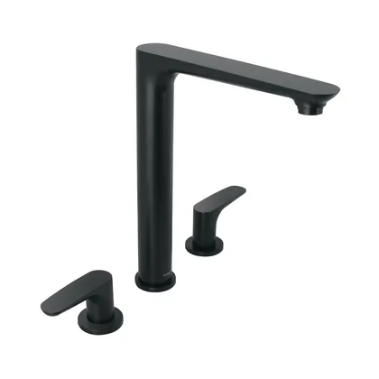 Mezcladora cuello alto para fregadero, negro, FOSET RIVIERA