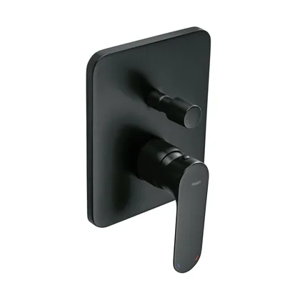 Monomando para regadera con desviador, negro, FOSET RIVIERA